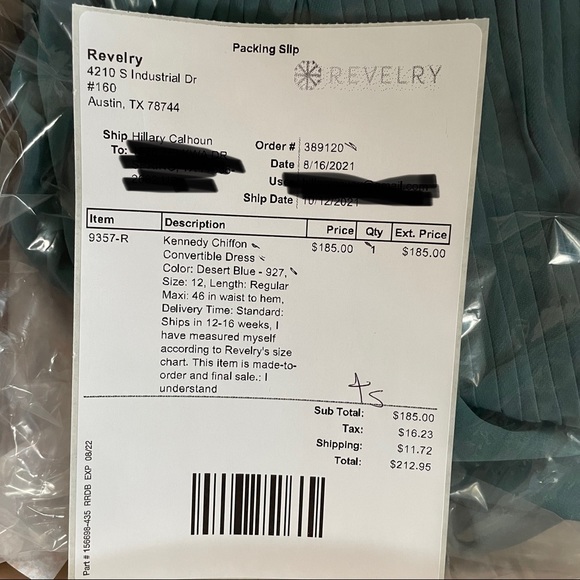 NWT Never worn Revelry Kennedy Chiffon convertible dress size 12 desert blue - Picture 11 of 14